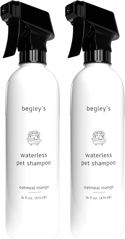 Begley’s No Rinse Waterless Pet Shampoo, Bathless Cleaning, Deodorizing, and Odor Removal for a Shiny, Fresh Smelling Coat - Effective for Dogs, Puppies, and Cats - Fresh Oatmeal Mango Scent