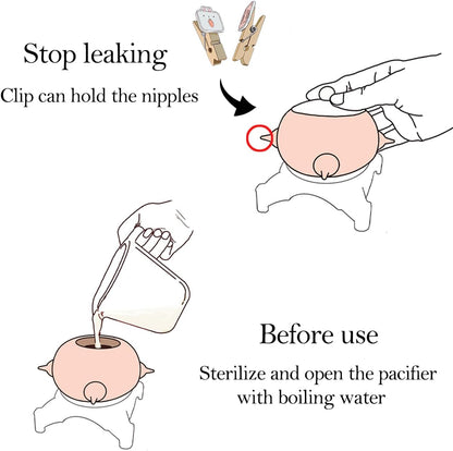 Doggiema Puppy Feeders for Multiple, Puppy Bottles for Nursing, Puppy Milk Feeder, Puppy Nipple Feeder, Puppy Feeding Station,Silicone Puppy Feeder with Nipples M Size