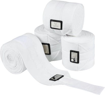 Harrison Howard Horse Polo Wraps Upgrade with Bling Leg Wraps for Horses 4-Pack Fleece Leg Wraps Stable Supplies White M