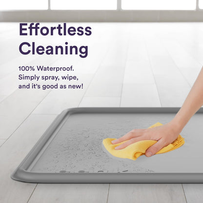 Pee Pad Tray Holder for Dogs - Fits Up to 22 x 22 in. Square Potty Training Pads No Spill Raised Lip High Edge Silicone Mat, Extra Thick and Non-Slip for Indoor Floor Protection (Small, Gray) | eenk