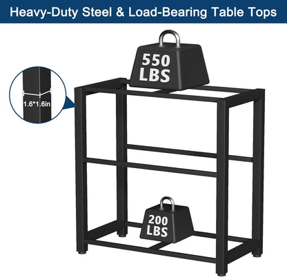 20-29 Gallon Aquarium Stand with Power Outlet & 2 Storage Drawers, Heavy Duty Metal Frame Fish Tank Stand with Waterproof Mat, 30.7" L*15.7" W Tabletop, 550LBS Capacity, Black