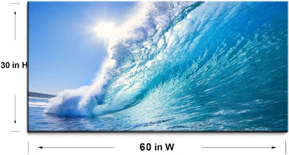 Rolling Ocean Waves Surfing Graphic Canvas Wall Art For Bedroom,Blue Tropical Seascape Artwork Decor,Rolling Wave Sea Landscape Picture Print Painting,Bracket Fixed Ready To Hang,Inner Frame (30x60)