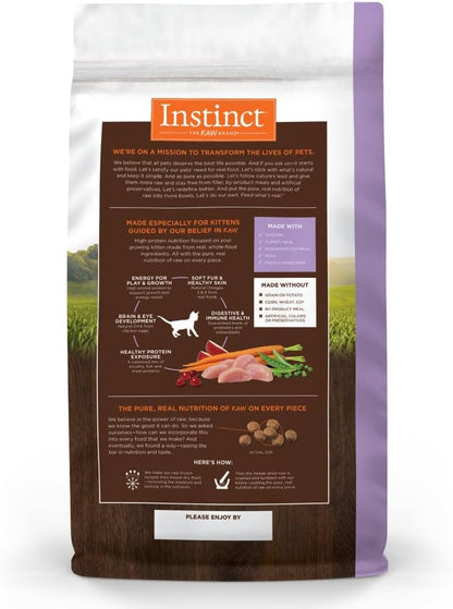 Instinct Original Kitten Dry Cat Food, Raw Coated Kibble, High Protein, Grain Free Recipe - Real Chicken, 4.5 lb. Bag
