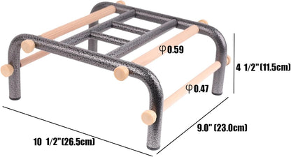 Metal Ladder Large Bird Training Perch for Fun and Exercising, No Tool Quick Install Heavy-Duty Rustproof Table Training Perch with Wooden Bars for African Grey Macaw Amazon Parrot