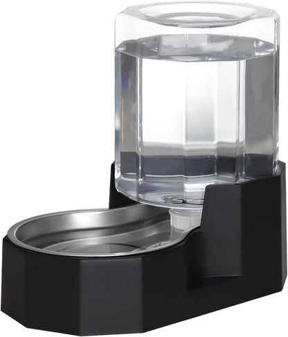 Sfozstra Gravity Water Bowl Dispenser : Automatic 5L Black Cat Stainless Steel Feeder Without Filters for Pets Indoor/Outdoor by Owners