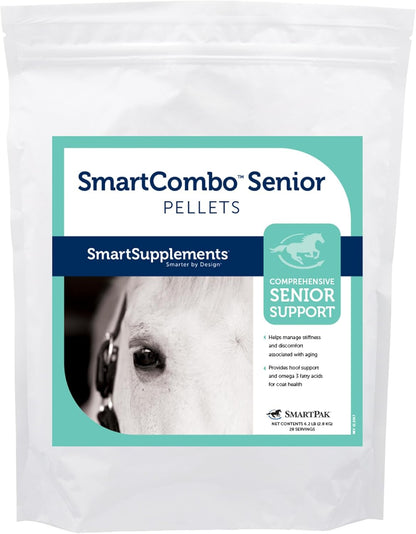 SmartCombo Senior Pellets | Joint, Hoof, Skin, and Coat Supplement For Senior Horses | Contains Glucosamine, Hyaluronic Acid, MSM, Devil's Claw, Biotin, and More | 28 Servings | 6.2 lb Bag