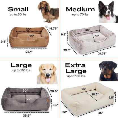 FUZI Luxury Aesthetic Dog Bed with Extra Cover for Medium Dogs, Washable Pet Couch, Pet Bed with Sides, Non-Slip Bottom, Soft & Durable Calming Bed, Faux Rabbit Fur, Medium 31.75x23.6x9.5 Light Brown