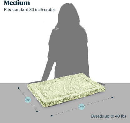 Stoutwool Indestructible Dog Bed - Fluffy Chew Proof Dog Crate Pad - Tough Kennel Pad for Aggressive Chewers - Washable, Ideal for Medium Breeds & Fits 30-Inch Crate - 29"x18", Gleam