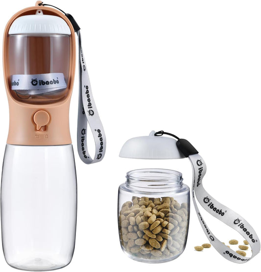 Dog Water Bottle with Food Container, Travel Puppy Water Bowl, Portable Pet Dispenser, Dog Stuff