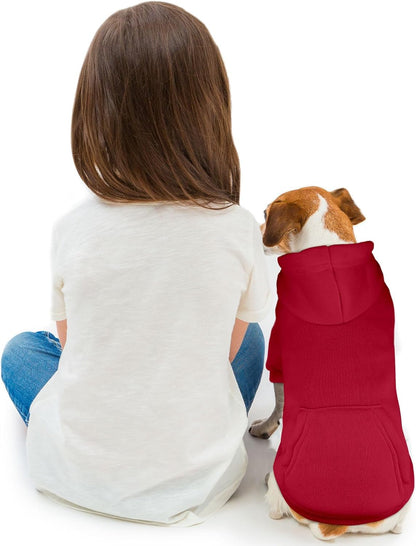 Dog Sweaters for Small Dogs Dog Hoodie Pet Sweater Solid Soft Brushed Fleece Pet Clothes Hoodie Sweatshirt with Pocket(Red-S)