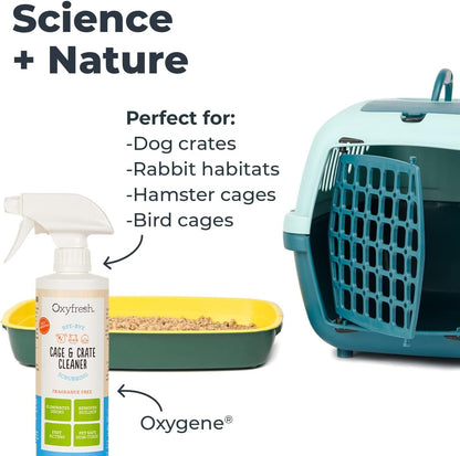 Oxyfresh Premium Crate & Cage Cleaner – Professional Dog Crate & Small Animal & Bird Cage Odor Eliminator – Quickly Cleans, Removes Poop & Deodorizes Pet Odors – Safe & Bleach Free