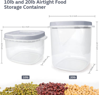 Rice Cereal Storage Container, 10 Lb BPA Free Airtight Plastic Food Storage Containers with Easy Lock Lids and Measuring Cup, Dry Food, Pasta, Flour and Sugar Kitchen Storage Containers
