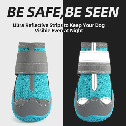 Dog Shoes for Large Dogs, Medium Dog Boots & Paw Protectors for Hardwood Floors, Outdoor Dog Booties for Hot Pavement Winter Snow Hiking, Breathable Dog Shoes with Reflective Strips Size 7
