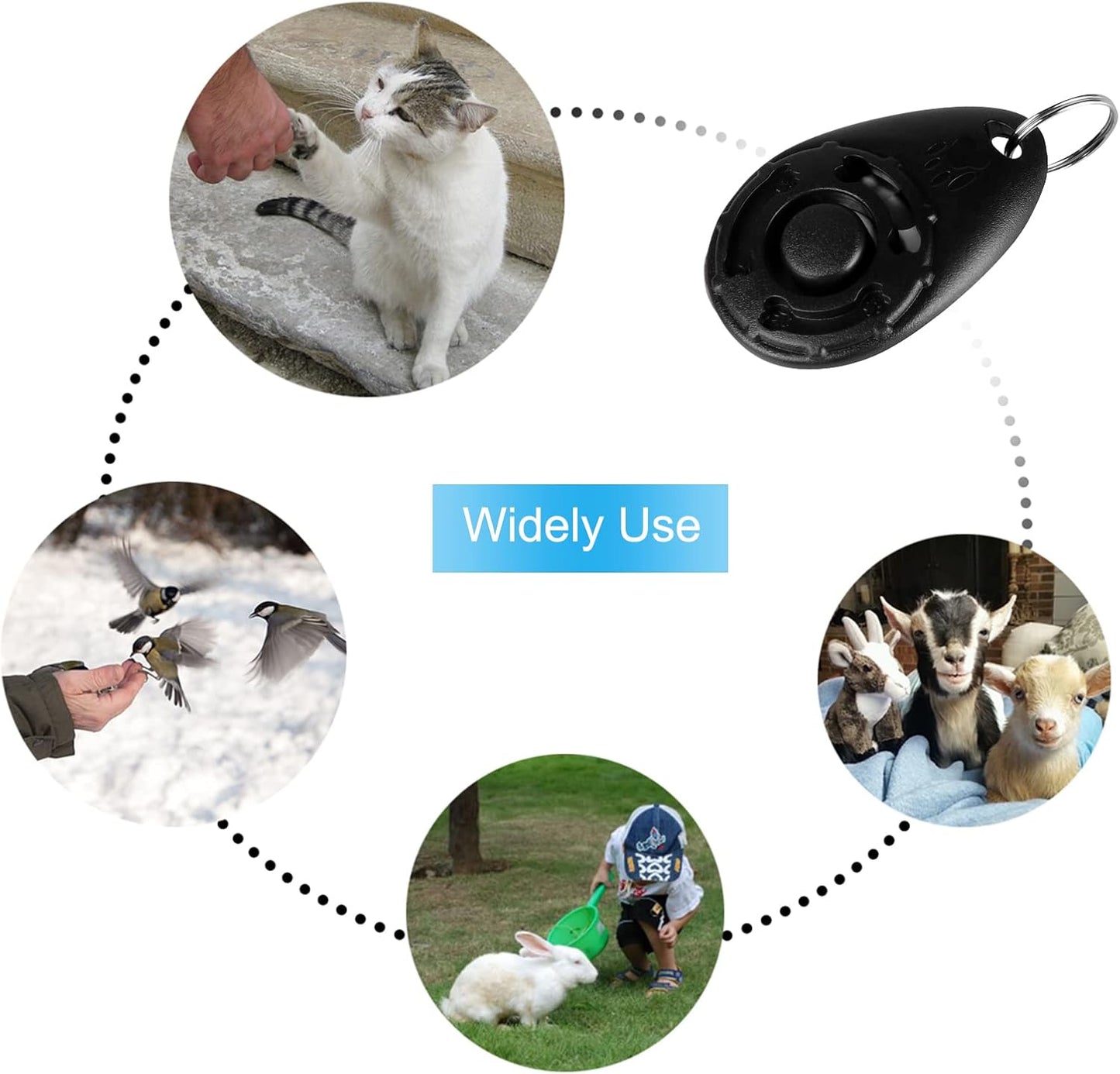 Dog Clicker for Training, 2 Pack Dog Training Clicker, Clicker Dog Training with Wrist Strap, Pet Training Clicker, Perfect for Dog Cat Puppies Behavioral Training (Black and Water Lake Blue)