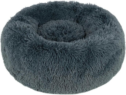 Best Pet Supplies Round Dog Bed with Reversible Pillow, Luxuriously Soft Machine Washable Dog Bed for Small and Medium Breeds - Dark Gray 26" x 22" x H:6.4"