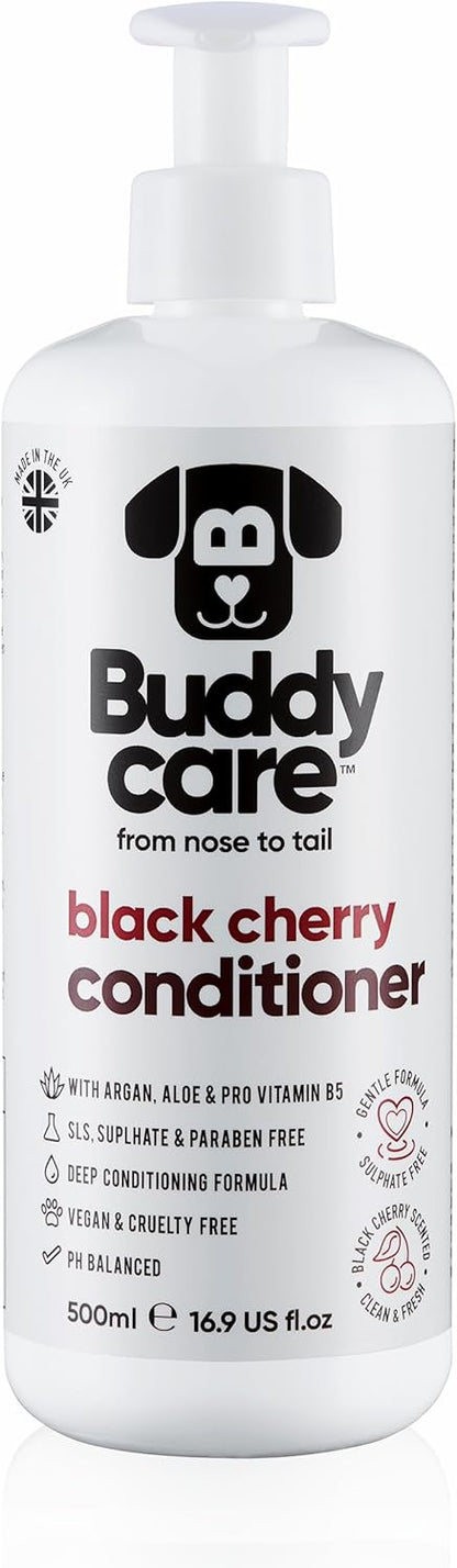 Black Cherry Dog Conditioner (16.90oz) Made with Aloe Vera, Argan Oil & Pro Vitamin B5 | Detangle Matted Coats & Relieve Sensitive & Itchy Skin, Suitable for Puppies from 8 Weeks, Vegan