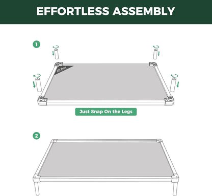 FXW TitanNest Chew-Proof Elevated Dog Bed, Raised Cot for Indoor/Outdoor/Camping Use, Durable & Waterproof Cooling Pet Bed for Large Dogs, 50.0" L x 31.0" W x 7.3" H, Black