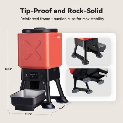 14L Automatic Dog Feeder for Large Breed – Extra Large Capacity, Anti-Blockage, Timed Auto Dog Food Dispenser, Dual Power Supply, Stainless Steel Bowl