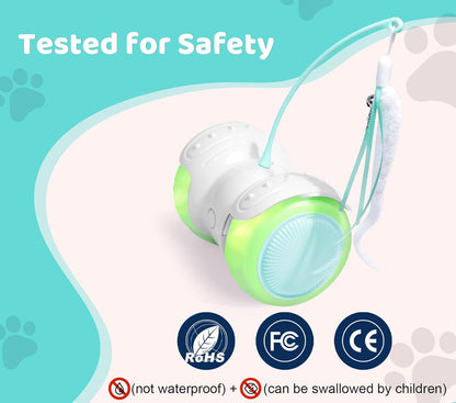 Remote Control Cat Toy with Auto Mode - Interactive Cat Toy Feather for Indoor, Moving Cats Catnip Toys & LED to Keep Bored Cats Active & Entertained