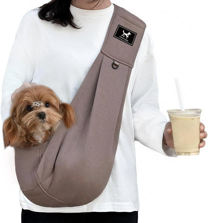 Dog & Cat Carrier Sling, Adjustable Soft Padded Shoulder Puppy Carrier, Hands-Free Dog Carrier Bag with Double Safety Buckles Premium Material for Outdoor Travel （Caramel, M）