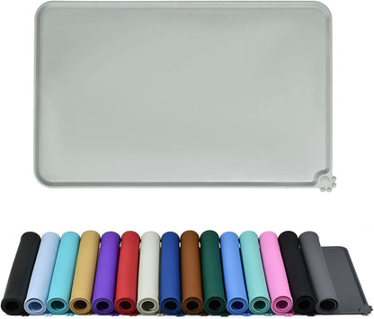 Waterproof Pet Feeding Mat with High Raised Edges, Heavier and Thicker Placemats for Cat Dog Water Bowl with BPA Free, Dogs Cats Food Mats for Messy Drinkers to Prevent Spill and Protect Floors