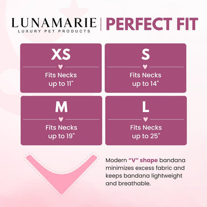LunaMarie - Luxury Dog Bandanas - Puppy Bandanas Cat Accessories | Premium & Silky Fabric | 100% Handmade Quality | Custom Shape Dual Layered Reversible Small, Medium, Large Cat Scarf (Sophie, Medium)