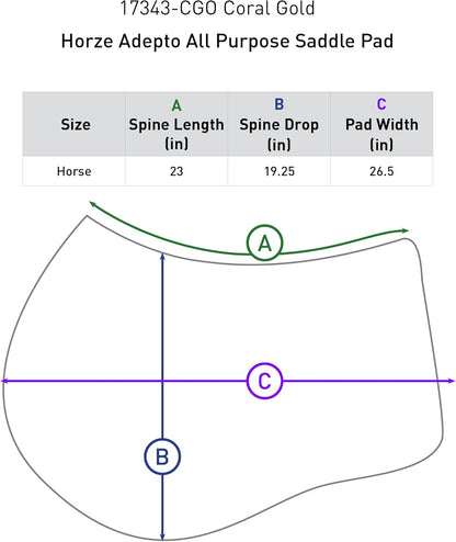HORZE Adepto Padded All Purpose Quilted Equestrian Saddle Pad for Horses with Two-Tone Trim