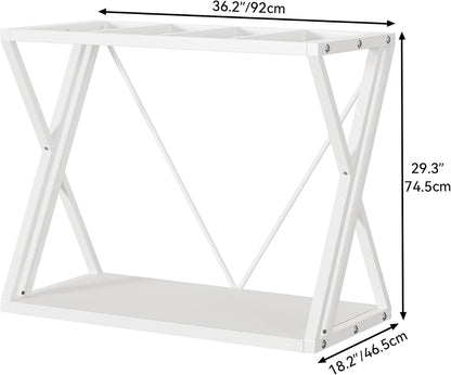 YITAHOME 10-40 Gallon Fish Tank Stand, Double-Layer Metal Aquarium Stand for Reptile Turtle Terrarium Breeder, White