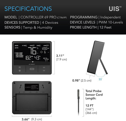 AC Infinity Controller 69 PRO, Smart Environmental Controller with Temperature, Humidity, VPD, Timer, Cycle, Schedule Controls, for Grow Tent Cooling Ventilation Lighting