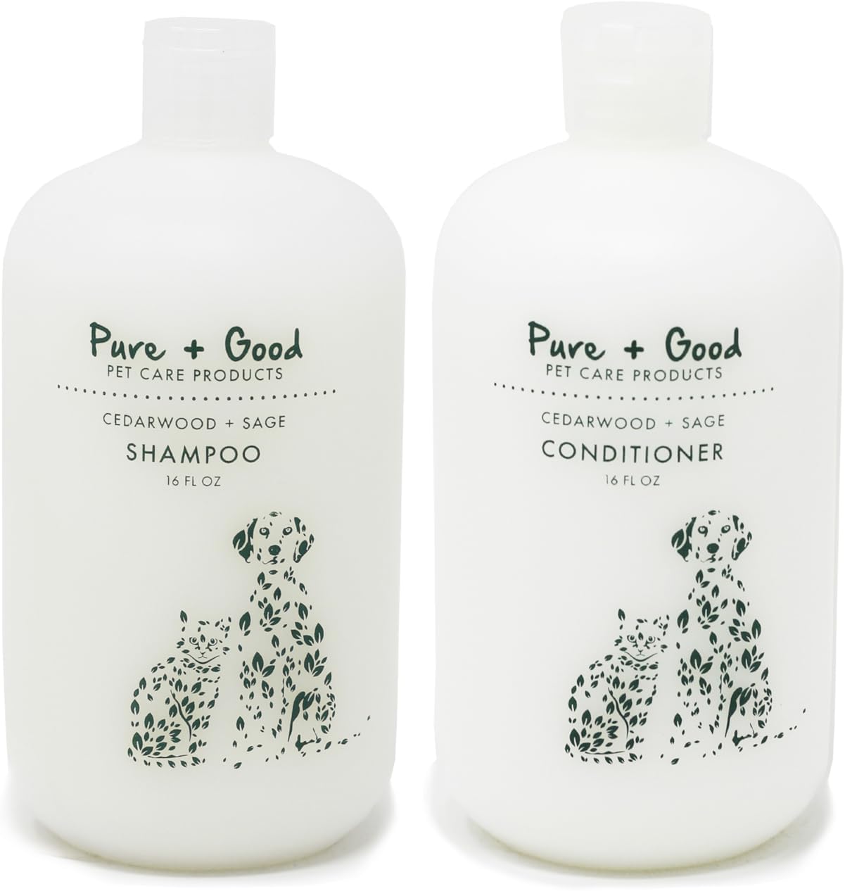 Cedarwood + Sage Shampoo and Conditioner Set, warm & herbal sage fuse with hints of camphor & eucalyptus in cedarwood, Formulated for All Pets, Gentle and Cleansing, Made in USA 16 fl oz