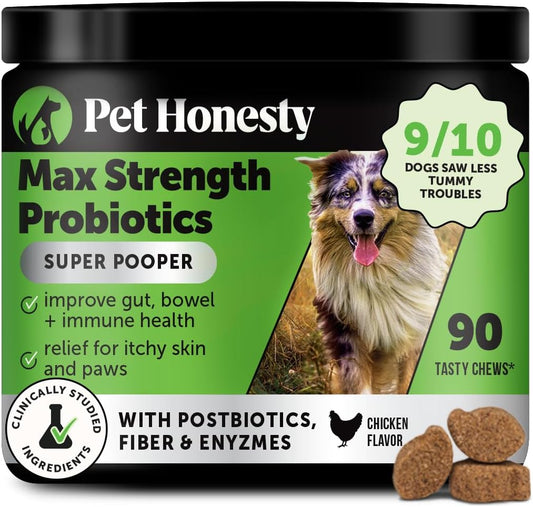 Max Strength Probiotics for Dogs - Super Pooper Dog Stool Hardener with Fiber & Digestive Enzymes