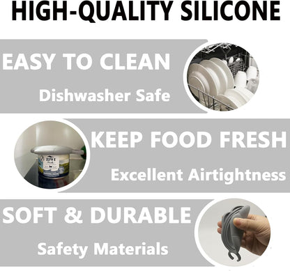 3 Pcs Cat Food Can Covers & One Can Opener | Cute Paw Shape Can Covers and Opener Spatula Cat Wet Food Spoon | Universal BPA Free Silicone Can Food Spoon & Covers for Dog Cat Cans(Grey)