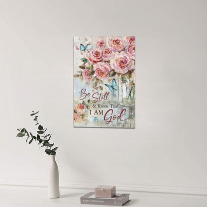 Farmhouse Rose Wall Art Christian Scripture Pictures Pink Rose Wall Decor Rustic Floral Butterfly Canvas Print Painting Artwork for Bathroom Living Room Bedroom 16"x24"