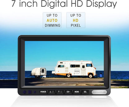 Digital Wireless Backup Camera System Kit, IP69 Waterproof Wireless Rear View Camera + 7?™â€?LCD Wireless Reverse Monitor for RV/Truck/Trailer/Bus/Camper/5th Wheel (W01-7 inch)