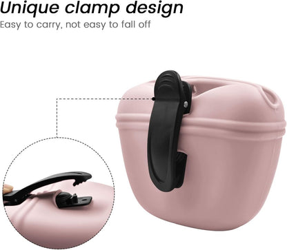 AUDWUD Silicone Dog Treat Pouch,With Dog Training Clicker,Clip on Portable Training Container,Convenient Magnetic Buckle Closing and Waist Clip
