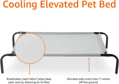Amazon Basics Breathable Cooling Elevated Dog Bed with Durable Metal Frame, Medium, 43 x 26 x 7.5 Inch, Grey