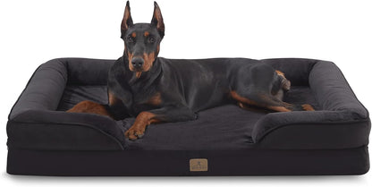 Bedfolks Orthopedic Dog Bed, Waterproof Dog Sofa Bed for Extra Large Dogs, Egg Foam Pet Couch Bed with Removable Washable Cover and Nonslip Bottom, Black