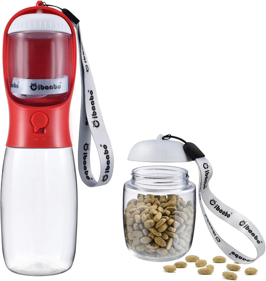 Dog Water Bottle with Food Container, Travel Puppy Water Bowl, Portable Pet Dispenser, Dog Stuff