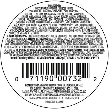 Rachael Ray Nutrish Natural Wet Cat Food, Chicken & Shrimp Pawttenesca Recipe, 2.8 Ounce Cup (Pack of 12), Grain Free (6303370281)