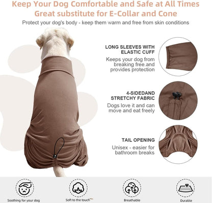Dog Pyjamas PJS Sweater Clothing and Home Clothing Suitable for Medium to Large Breeds of Dogs, Dog Neutering Suits, Extra-Large Stretch Fabric, Four-Legged Clothe (Thickened Coffee, 4XL)