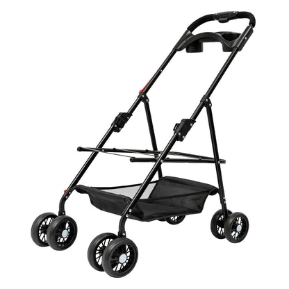 Pet Stroller, 4 Wheels Dog Cat Carrying Cart, Foldable Puppy Carrier with Storage Bag and Detachable Grid Structure for Small/Medium Dogs Cats Up to 44Lbs (Black)