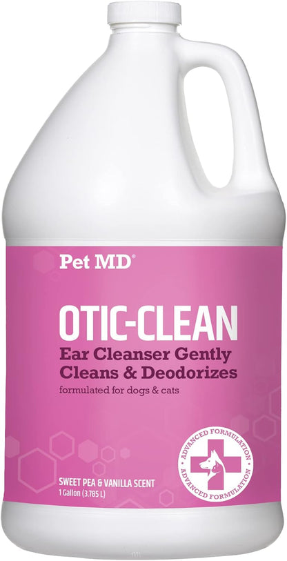 Pet MD Otic-Clean Dog Ear Cleaner - Veterinarian-Formulated Otic Ear Solution for Dogs & Cats - Pet Ear Cleaner for Itch, Odor, & Wax Buildup - Deodorizing Cat Ear Cleaner Solution - 1 Gallon