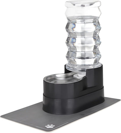 RIZZARI Large Water Dispenser for Dogs: 8L Automatic Stainless Steel Black Gravity Raised Pet Feeder for Pet Dogs Indoor/Outdoor