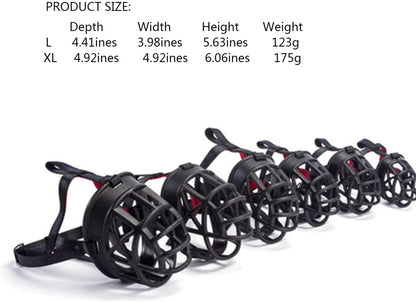 Dog Muzzle Breathable Basket Muzzles for Large and X-Large Dogs, Stop Biting, Barking and Chewing, Best for Aggressive Dogs Black Brown (Black Rubber, L)