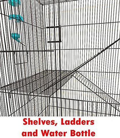 X-Large 5-Levels Tight 3/8-inch Bar Spacing Ferret Chinchilla Sugar-Glider Rats Mice Gerbil Chew Free Cage with Removable Rolling Stand, 31-Inch by 19-Inch by 55-Inch