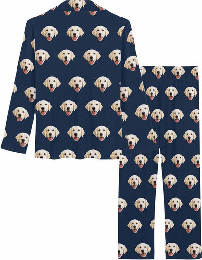 MyPupSocks Custom Face Pajamas for Women Set, Personalized Photo Long Sleepwear XS-XXL