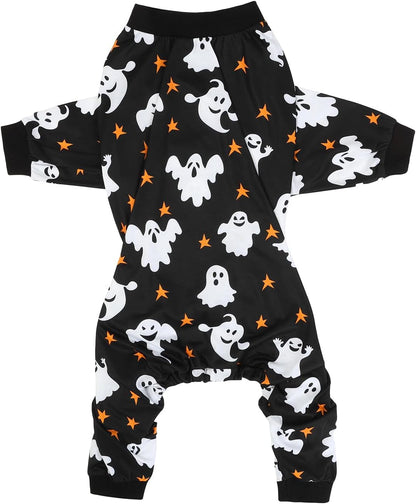 HDE Dog Pajamas One Piece Jumpsuit Lightweight Dog PJs Shirt for M-3XL Dogs Ghostly Stars - M