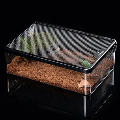 Reptile Feeding Box Snake cage Clear Terrarium for Snake Geckos Frog Lizards Chameleons Serpents Snake Scorpion Snail Insect Hermit Crab Isopods Reptiles Enclosure (12.6x8.6x3.9inch)