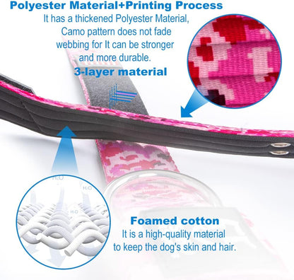 TSPRO Tactical Dog Collar 1.5 Inch Wide Thick Dog Collars with Heavy Duty Metal Buckle, Durable, Strong, Adjustable for Medium to Large Dogs (Camo Green L)