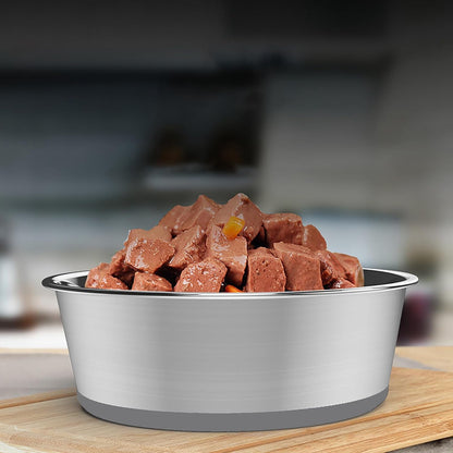 YINGFAN Stainless Steel Dog Bowls, 2 Pack Metal Dog Bowls with Non-Slip Rubber Base, Durable Food and Water Bowl for Small, Puppy Dogs, Holds 2 Cups, BPA-Free, Dishwasher Safe (Gray)